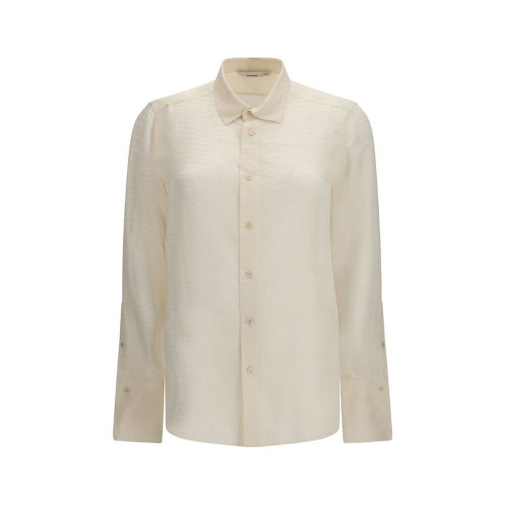 Fendi Beige Silk Pattern Women's Shirt
